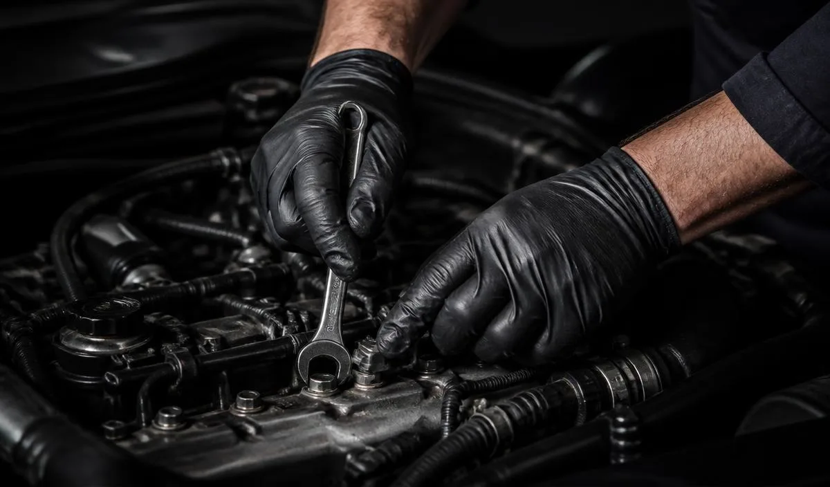 Mechanik pracujący przy silniku samochodu